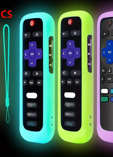 1/2/3 piece set of luminous silicone remote control with rope suitable for TCL Hisense Roku TV remote control - Riparo82