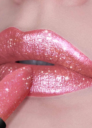 1 PC Glitter Lipstick, a pressable pearlescent lipstick, is very shiny like crushed diamond particles, smooth and long-lasting, - Riparo82