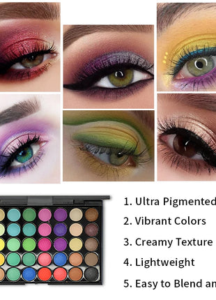 40 Colors Glitter Eyeshadow Palette Matte Waterproof Long Lasting Pressed Powder Cosmetics Kit Fashion Women Eye Makeup palette - Riparo82