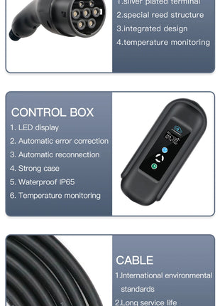 Portable 11KW 16A EV Portable Charger Type2 IEC62196-2 EVSE Charging Box Electric Vehicle PHEV Cars Charger CEE Plug 5M Cable - Riparo82