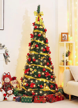Vendita calda 120/150/180/210 cm Pieghevole Pre-Decorato Albero Di Natale Pop-Up Decorazione Festiva Decorazioni Per La Casa Albero Di Natale Portatile