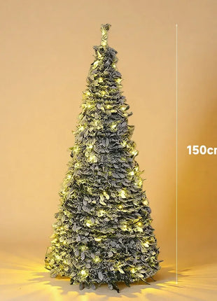 1.5M-2.25M Albero di Natale Allungabile PVC Floccato Albero di Natale Premium Denso Pino Artificiale Salvaspazio Pieghevole Ornamenti natalizi