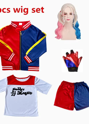 Costume Harley Quinn Carnevale 2026 - Set Completo Bambine con Giacca e Pantaloni