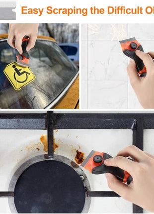 Plastic & Metal Razor Blade Scraper, Window Glass Cleaner, Vinyl Film & Adhesive Remover Tool for Car & Home - Riparo82