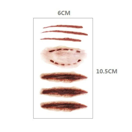 10pcs Halloween Bloody Wound Tattoo Stickers Trick Scary Waterproof Temporary Tattoo DIY Fake Tattoo Halloween Party Decoration