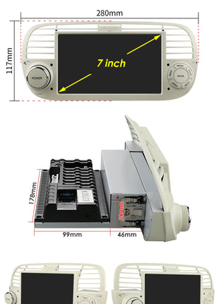 Hizpo 7 Inch 8 Core Car Radio Stereo for FIAT 500 2007-2015 GPS 2din Autoradio CarPlay Android 13 Auto Navigation Head Unit Wifi