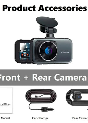 Dash Cam For Cars 4k Dual Camera Wifi Dashcam 24h Parking Monitor Front And Rear Dvr Night Vision Kamera Samochodowa Rejestrator - Riparo82