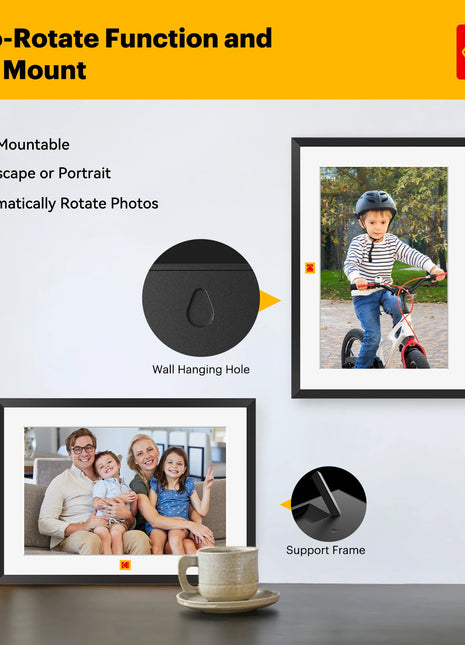 Cornice digitale Kodak Smart WiFi da 10,1 pollici, touch screen HD 800 * 1280 con staffa rimovibile, supporta l'alimentatore di tipo C