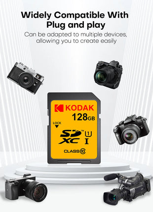 Scheda SD KODAK 64 GB 128 GB 32 GB U1 V30 Scheda di memoria SD Flash a grandezza naturale normale ad alta velocità per fotocamera