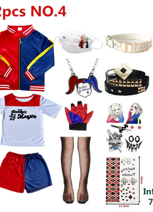 Costume Harley Quinn Carnevale 2026 - Set Completo Bambine con Giacca e Pantaloni