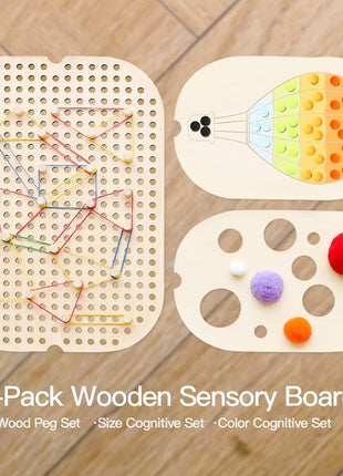 Tavolo sensoriale Montessori per bambini Vassoio sensoriale in legno per bambini Giocattoli per l'educazione precoce del bambino Apprendimento del bordo del movimento fine Regalo - riparo82