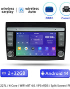 Wireless CarPlay Android 14 Car Radio for For Fiat/Bravo 2007 2008 2009 20102011 2012 AutoRadio Stereo GPS Navigation Multimedia Screen - Riparo82