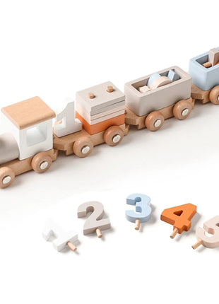 Giocattoli Montessori treno in legno per giocattolo di compleanno per bambini con numeri e blocchi gioco Toddler Boys And Girls1 2 3 4 5 giocattolo per l'apprendimento del bambino - riparo82