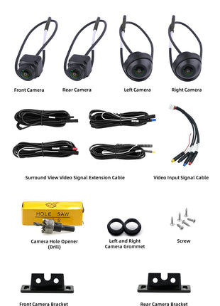 360 Cameras Car Panoramic Camera 1080P AHD Front /Rear /Left /Right Rear View Cameras System for Android Auto Radio Night Vision - Riparo82