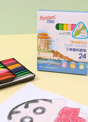 12/18/24/36 Colors Non-dirty Hand Plastic Crayons Washable and Erasable Color Crayons Children’s Painting School Office Supplies - Riparo82