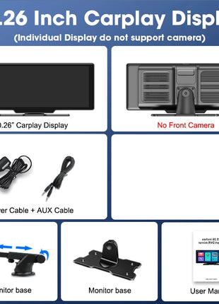 10.26'' Dash Cam 4K Car Mirror Video Player Wireless Carplay Android Auto GPS Car Monitor Multimedia Rearview Camera Dashboard - Riparo82