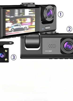 New 3 Channel Car DVR HD 1080P 3-Lens Inside Vehicle Dash CamThree Way Camera DVRs Recorder Video Registrator Dashcam Auto Parts - Riparo82