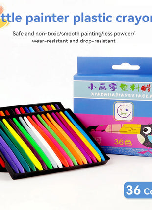 12/18/24/36 Colors Non-dirty Hand Plastic Crayons Washable and Erasable Color Crayons Children’s Painting School Office Supplies - Riparo82