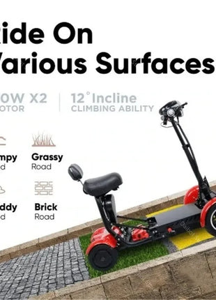 Scooter Mobilità 4 Ruote 500W Doppio Motore 36V - Pieghevole Anziani 3 Velocità - riparo82