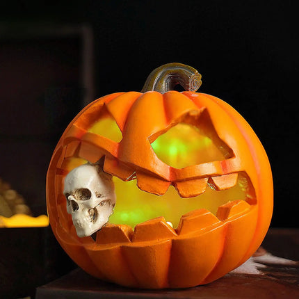 Halloween Pumpkin Lamp Pumpkin Skeleton Lights Halloween Sculpture Ornament Decoration Garden Outdoor Indoor Party Home Decor
