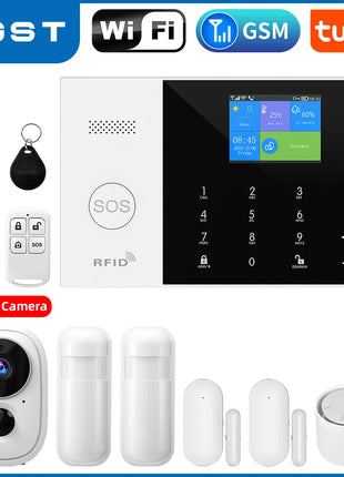PGST Residential Tuya Smart Gsm Wifi Alarm System for Home Wireless Security Alarm House Smart Life App Control work with ALexa - Riparo82