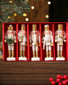 3/4/5 pezzi ornamenti natalizi schiaccianoci figure schiaccianoci in legno marionetta soldato per decorazioni pendenti per albero di Natale - riparo82