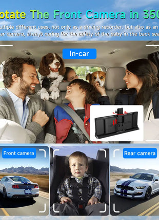 10.26" Carplay Screen Rearview Mirror Dash Cam Android Auto 4K 3840*2160P WIFI BT GPS Navigation Video Recorder Car DVR Camera - Riparo82