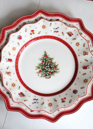 Tesoro tedesco Porcellana dura Giocattolo natalizio Joy Piatto piano multi-angolo Tazza di Natale Piattino Ciotola Candeliere - riparo82