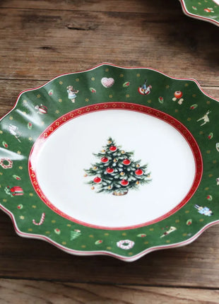 Tesoro tedesco Porcellana dura Giocattolo natalizio Joy Piatto piano multi-angolo Tazza di Natale Piattino Ciotola Candeliere - riparo82