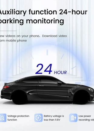 HD Dash Cam for front+in car DVR Single recording and dual recording/1K+1K mobile WiFi interconnection/24H parking monitoring - Riparo82