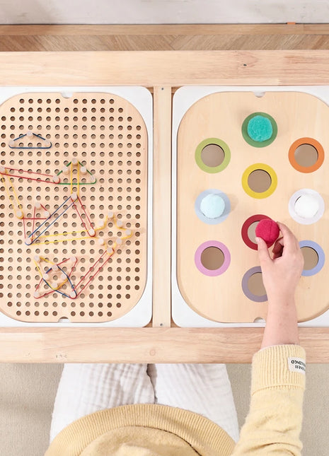 Tavolo sensoriale Montessori per bambini Vassoio sensoriale in legno per bambini Giocattoli per l'educazione precoce del bambino Apprendimento del bordo del movimento fine Regalo - riparo82