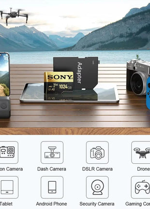 Scheda di memoria SONY TF Scheda Micro SD ad alta velocità da 1 TB 1024 GB 128 GB 256 GB 512 GB A2 U3 V30 Schede Flash SD TF per computer telefono Xiaomi