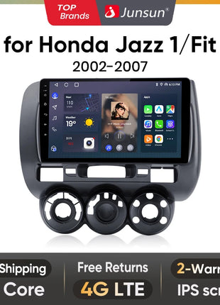 Junsun Wireless CarPlay Android Auto Car Radio for Honda Fit Jazz City 2002 2003 2004-2007 RDS GPS 4G WIFI Multimedia autoradio - Riparo82