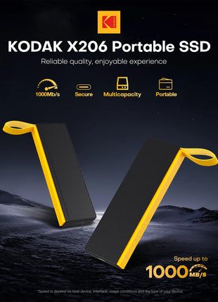 Kodak Unità Esterna Disco Rigido SSD Portatile 1TB 512GB 256GB 128GB USB3.2 Tipo-C Gen2 Ad Alta Velocità 1000MB/s Per Il Computer Portatile Desktop X206
