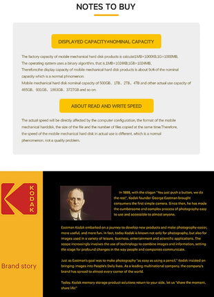 KODAK P150 Disco rigido portatile HDD esterno da 500 GB 5 Gbps HDD da gioco USB 3.0 ad alta velocità 130 MB/s da 2,5 pollici per PS5/PS4/Switch/Laptop