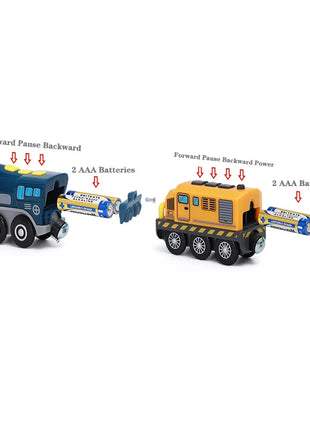 Treno elettrico magnetico per bambini Locomotiva per auto Slot per binario in legno Ferrovia pressofusa con due carrelli Regalo giocattolo in legno - riparo82
