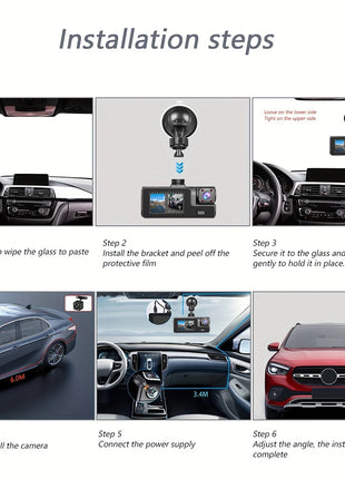3Camera Dash Cam For Car Camera 1080P Video Recorder WIFI Car DVR 2lens Front Rear View Camera Night Vision Car Accessories - Riparo82