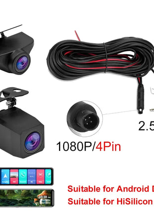 AHD 1080P Rear Camera 4 Pin Back Cam for Car DVR Carplay Android Auto Dash Cam extension Cable - Riparo82
