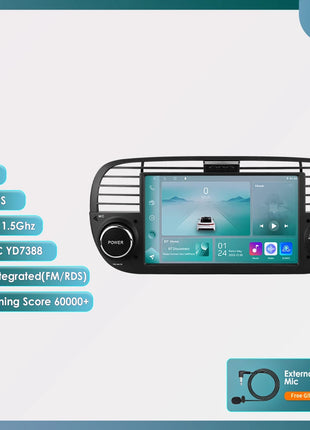 Hizpo 7 Inch 8 Core Car Radio Stereo for FIAT 500 2007-2015 GPS 2din Autoradio CarPlay Android 13 Auto Navigation Head Unit Wifi