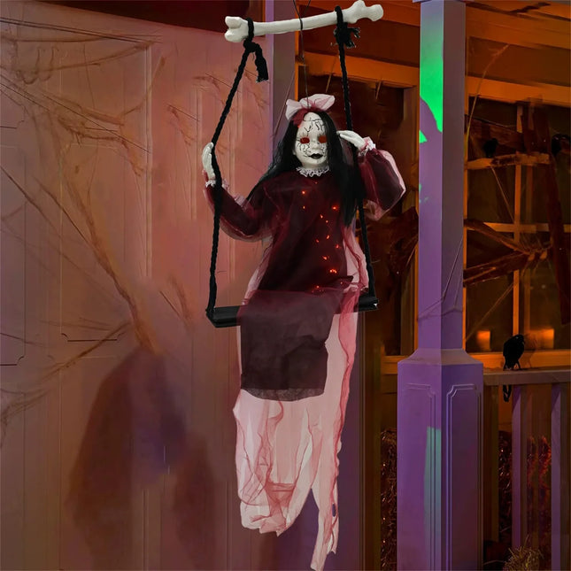 Halloween Hanging Ghosts Swing Girl Purple Female Ghost Halloween Outdoor Decoration Party Home Outdoor Yard Garden Horror Decor