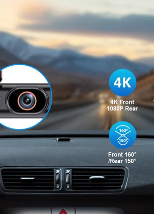 Ultra HD 4K Car Front Dash Cam Mini WIFI DVR Black Box Room With 24H Parking Monitor Night Vision,GPS/Rear View Camera Optional - Riparo82