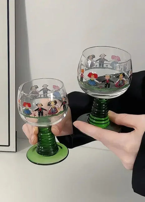 1/2 pezzi albero di Natale stile Alsace tazza di vino rosso set di confezioni regalo in vetro di cristallo per vino dolce per uso domestico con due bicchieri da champagne - riparo82