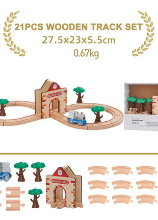 NUOVO Set di binari in legno Pacchetto di espansione per binari in legno di faggio Set di binari ferroviari adatti per tutte le marche Treni Giocattoli per regali per bambini