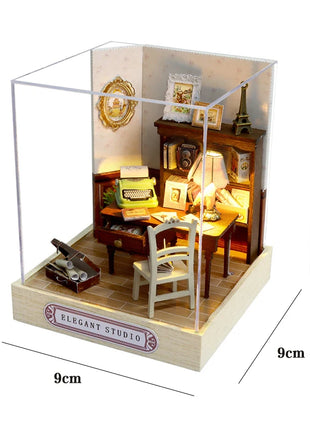 Fai da te in legno caldo Natale Lodge Casa Case delle bambole Kit modello in miniatura Casa delle bambole con mobili Luci a LED per regali di amici