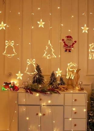 220V Spina UE Natale Cervo Campana Sta Tenda Luci della stringa LED Ghirlanda Lucine Decorazione natalizia per la decorazione della festa nuziale