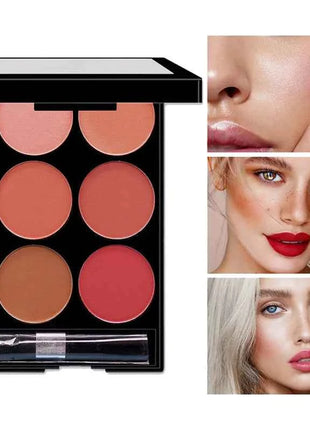 6-color blush and contouring all-in-one palette, pearlescent matte powder makeup palette