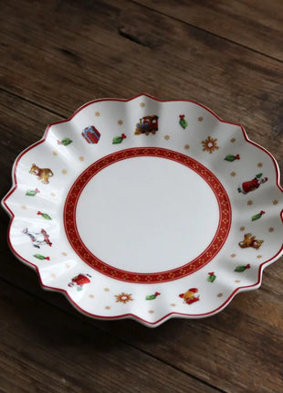 Tesoro tedesco Porcellana dura Giocattolo natalizio Joy Piatto piano multi-angolo Tazza di Natale Piattino Ciotola Candeliere - riparo82