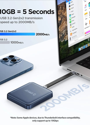 ORICO SSD esterno magnetico da 1 TB, registrazione e negozio HDR 4K ProRes, trasmissione e archiviazione stabili da 2000 MB/s, stato solido portatile