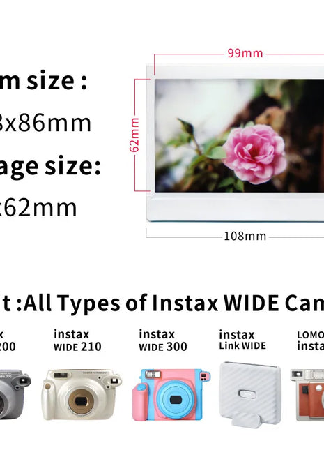 10-100 fogli Fujifilm Fuji Instax carta con bordo bianco a pellicola larga da 5 pollici per fotocamera istantanea Fuji 300/200/210/100/500AF carta fotografica