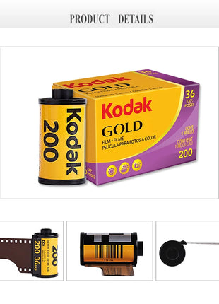 Pellicola originale KODAK GOLD 200 da 35 mm 36 esposizioni per rotolo adatta per fotocamera M35/ M38/ F9/ H35 (data di scadenza: 2027) pellicola classica